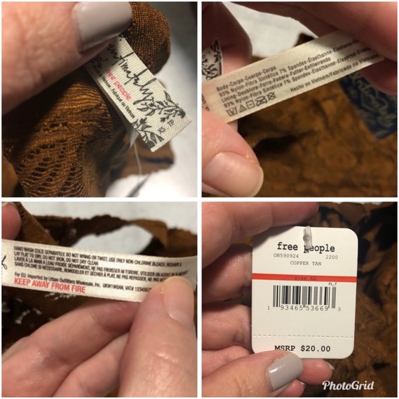 Free People Galloon Lace Bralette Copper Tan XS - Picture 12 of 13